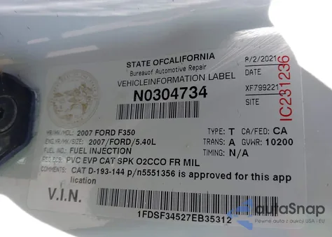 2007 Ford F-350 Chassis Xl/Xlt from USA, damaged, VIN 1FDSF34527EB35312